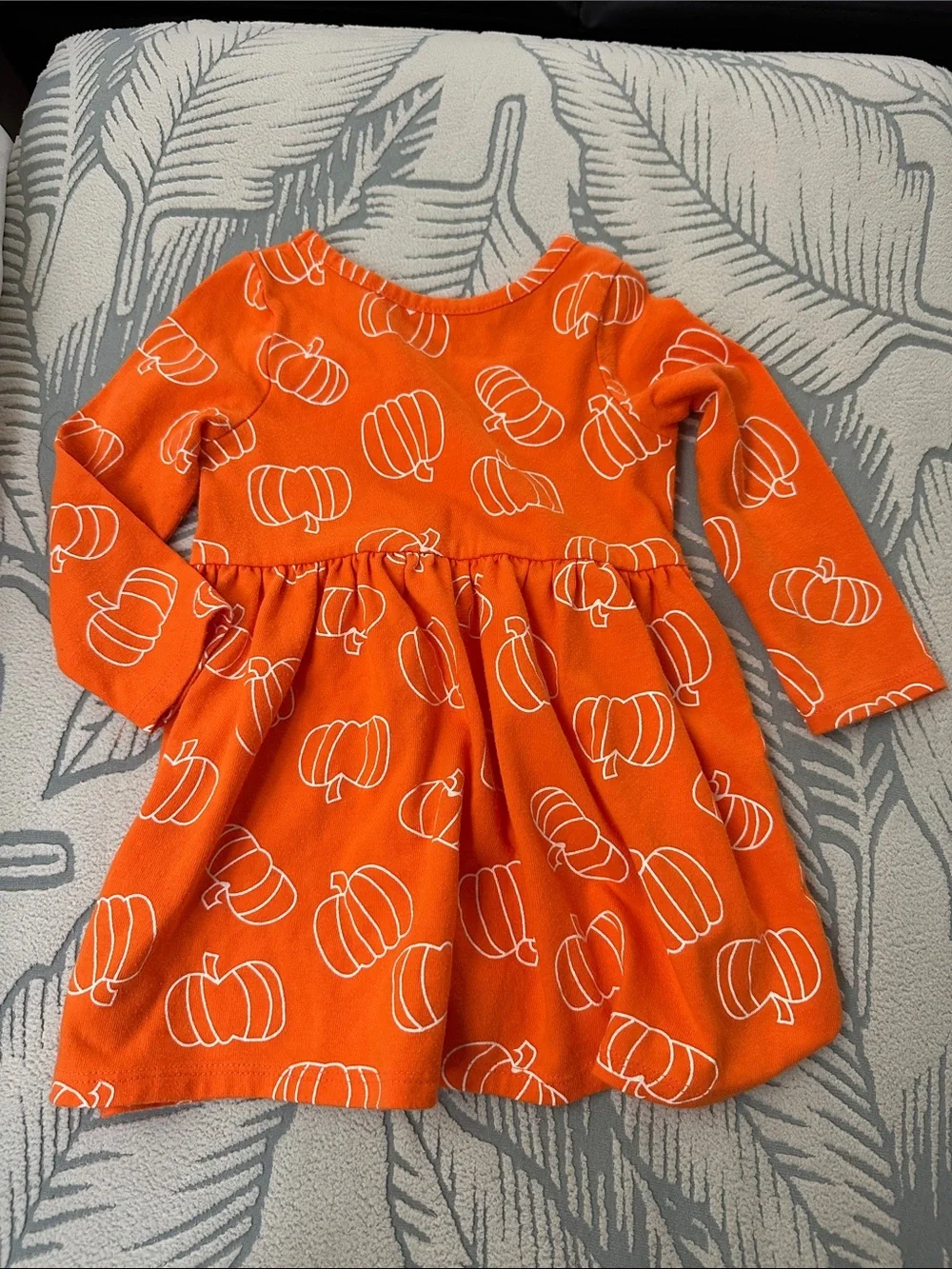 Cat & Jack Bright Orange Pumpkin Print Long Sleeve Dress